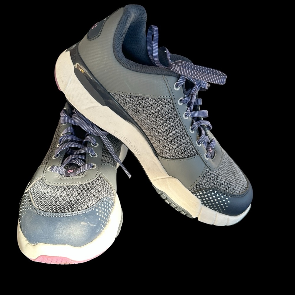 Kuru Chicane Hiking Sneakers, Gray and purple Athletic Sneakers.